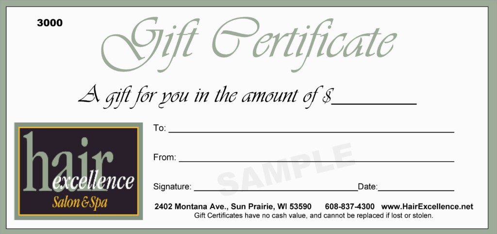 Spa Gift Certificate Free Printable Gift Certificates For Hair Salon 