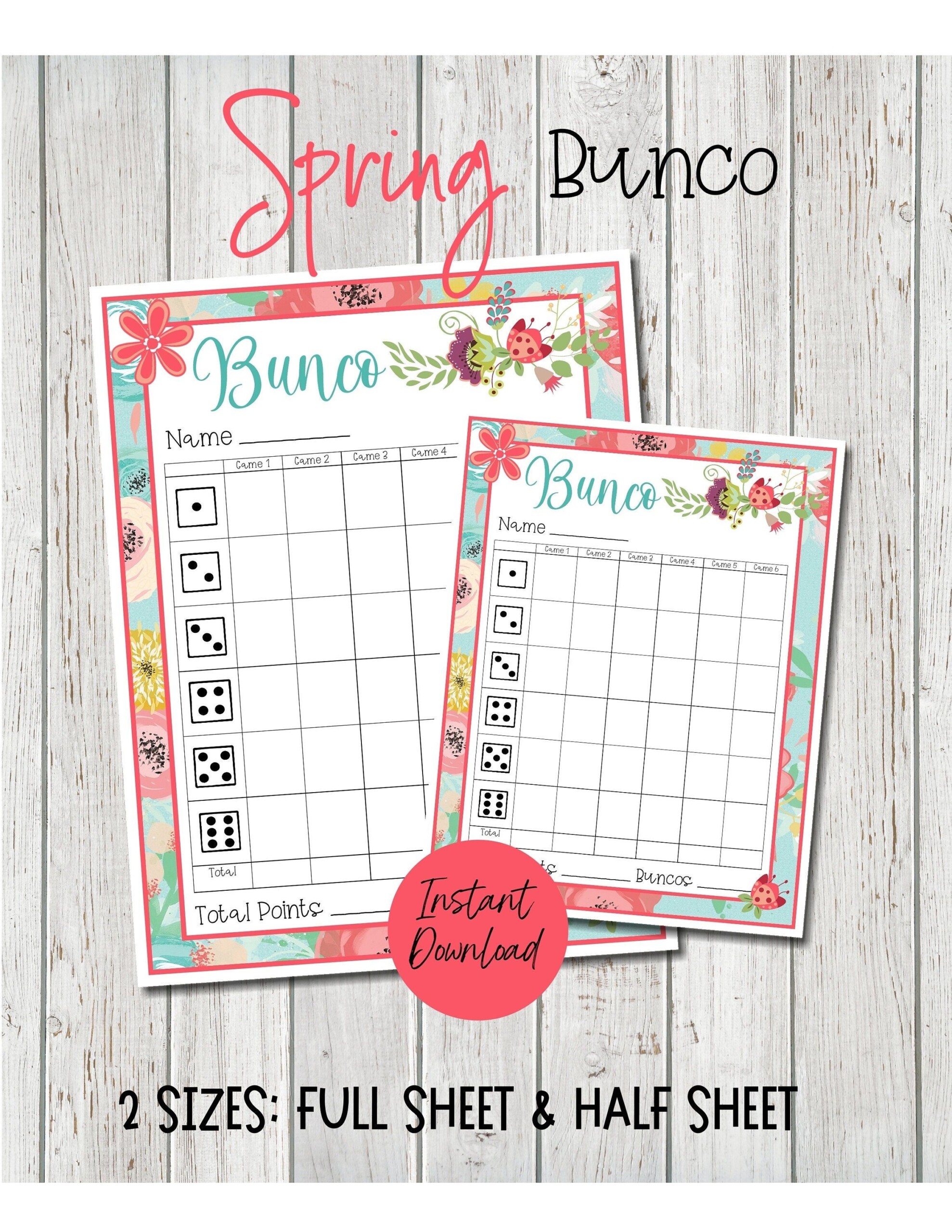 Spring Bunco Score Sheets Bunco Worksheets For Spring Spring Bunco