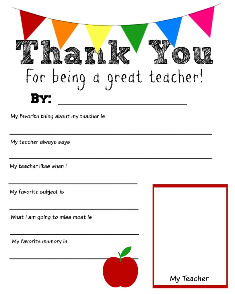Thank You Teacher A Free Printable Stay At Home Mum All About My 