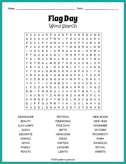 The Flag Day Word Search Is Shown In Black And White With Words That 