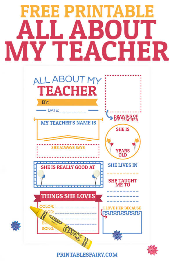 Thoughtful Teacher Appreciation Gift Free Printable All About My