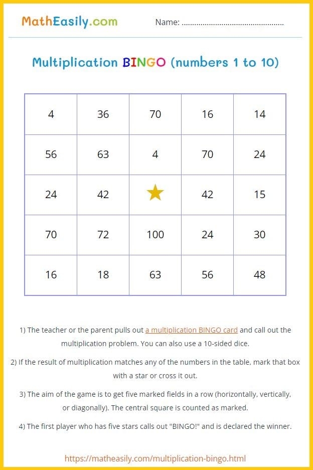 Times Tables Bingo Printable Free Pdf Infoupdate