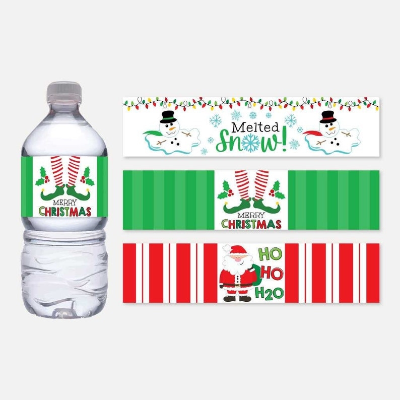 Water Bottle Wrapper Template Christmas Water Bottle Labels Etsy 